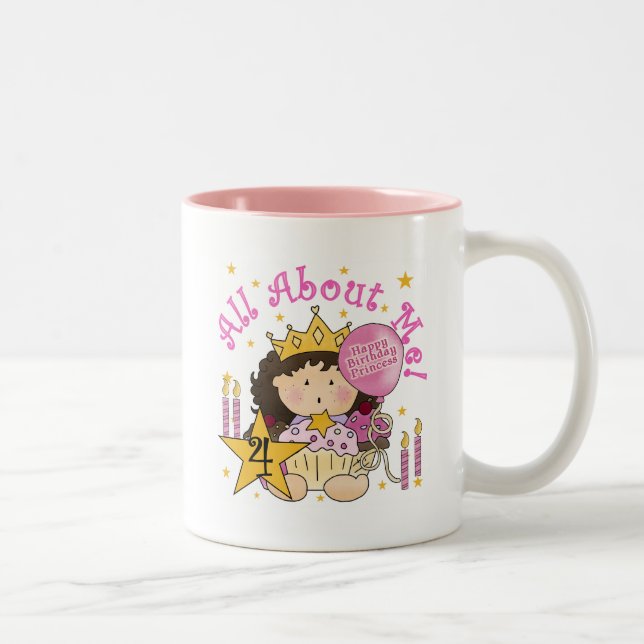 Taza Bicolor Princesa todo sobre mí camisetas de cumpleaños (Derecha)