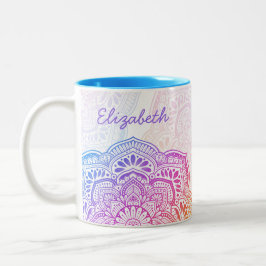 Taza Bicolor Prism Flower Mandala 11 oz. Personalized Mug