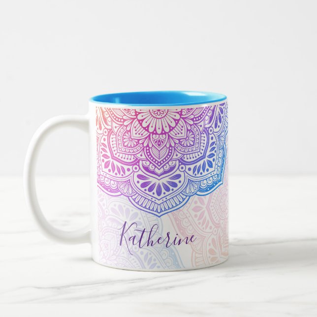 Taza Bicolor Prism Flower Mandala Personalized Mug (Izquierda)