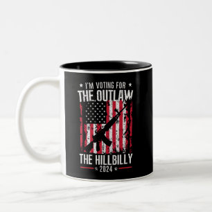 Taza Bicolor Pro 45 Voy a votar por el ilegal y la Hillbilly