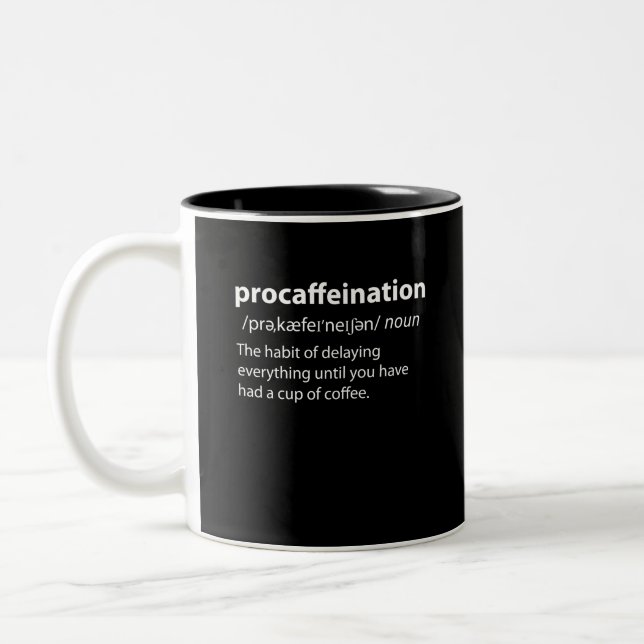 Taza Bicolor Procaffeination Funny Dictionary Definition (Izquierda)