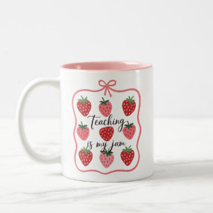 Taza Bicolor Profesor Amante de la Fresa Enseñar es mi Pasión