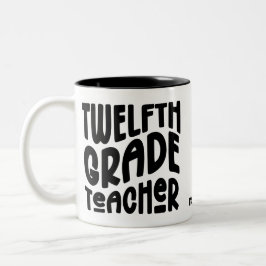 Taza Bicolor Profesor de Duodécimo Grado | Diseño de Texto Negr