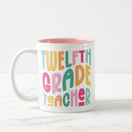 Taza Bicolor Profesor de Duodécimo Grado Texto Colorido 