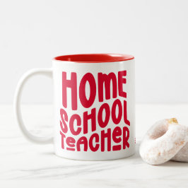 Taza Bicolor Profesor de educación en casa | Diseño de tipograf