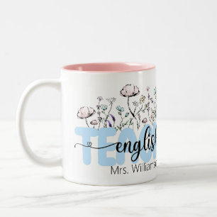 Taza Bicolor Profesor de inglés personalizado caprichoso Wildfl