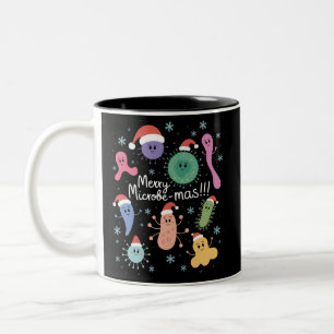 Taza Bicolor Profesor de Microbiología de Navidad Microbio