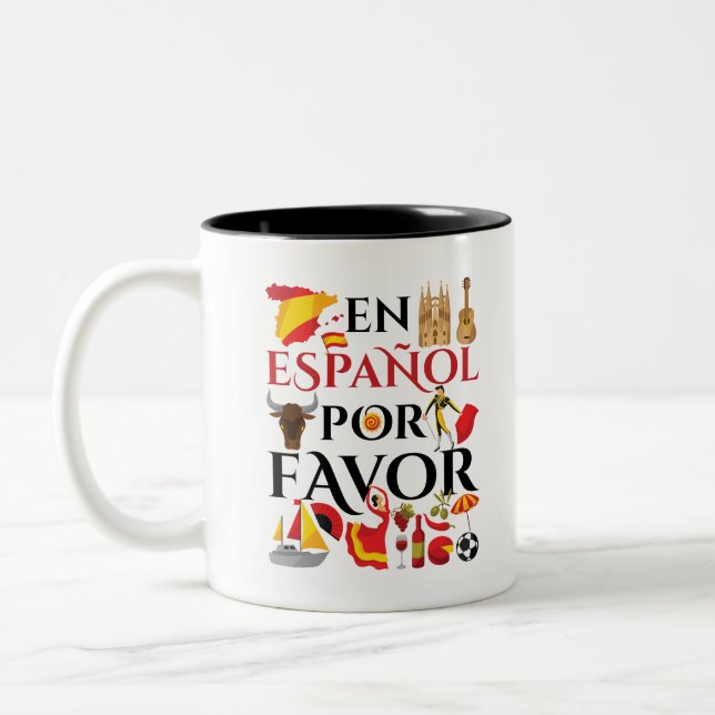 Taza Bicolor Profesor español en español por favor (Izquierda)
