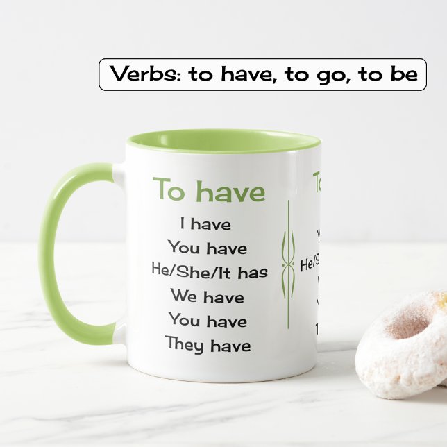Taza Bicolor Profesora de verbos de inglés o estudiante (Showing combo mug option, lime color)
