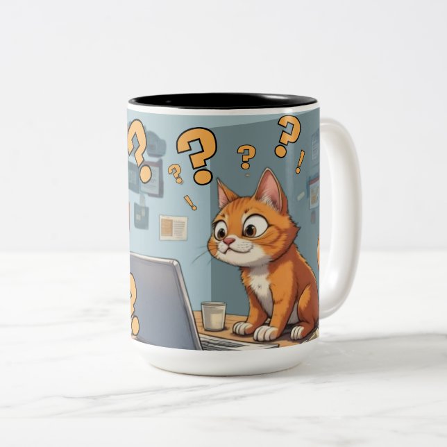 Taza Bicolor Programmer Cat Humour Code, Cats, Coffee – Repeat (Anverso derecho)