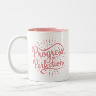 Taza Bicolor Progreso No Perfección Café Rosa De Dos Tonos