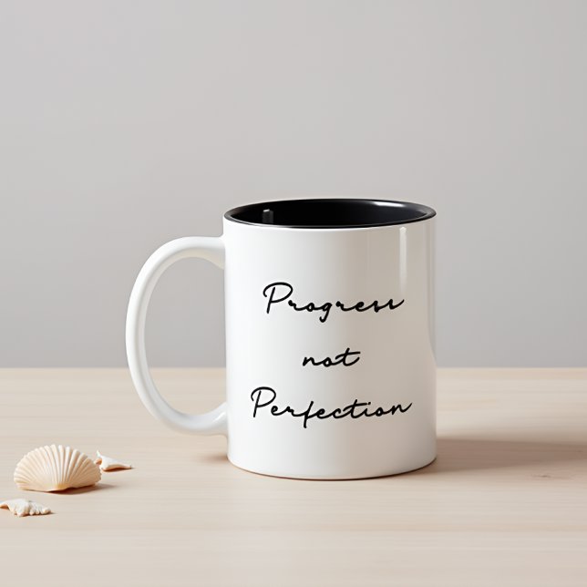 Taza Bicolor Progreso No Perfección Cita Inspiradora (Subido por el creador)