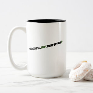 Taza Bicolor Progreso No Perfección Inspirador Motivacional