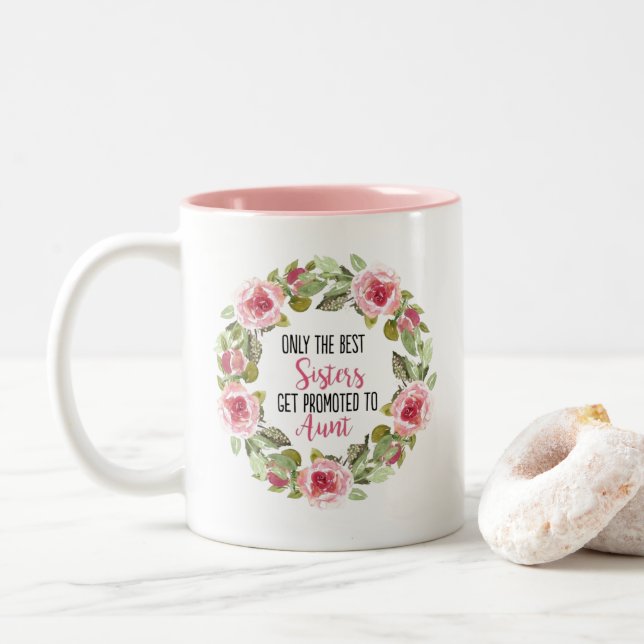 Taza Bicolor Promocionado a Tía (Con donut)