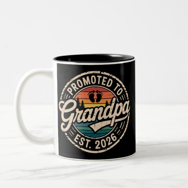 Taza Bicolor Promoted To Grandpa Est 2026 Pregnancy Retro (Izquierda)
