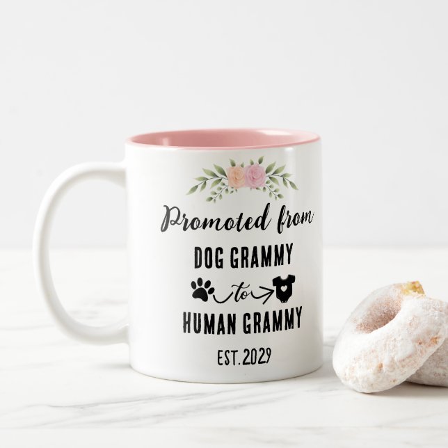 Taza Bicolor Promovido De Grammy Perro A Grammy Humano (Con donut)