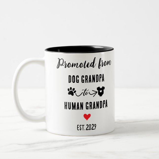 Taza Bicolor Promovido Del Abuelo Perro Al Abuelo Humano (Izquierda)