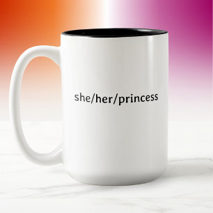 Taza Bicolor Pronombres de princesa lesbiana minimalista modern