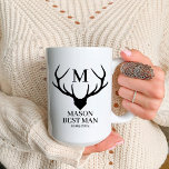 Taza Bicolor Propuesta rustica de Monograma Mejor Hombre para H<br><div class="desc">Haz la pregunta a tus padrinos con nuestro Monograma Rústico Mejor Hombre Groomsman Propuesta Café Mug! Con un encantador diseño de ciervos con un monograma personalizado, esta taza es la manera perfecta de pedirle a su mejor hombre o padrinos que se paren a su lado en el día de su...</div>