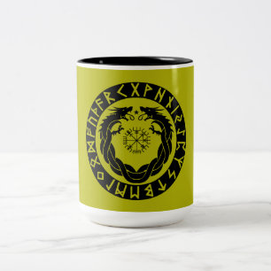 Taza Bicolor Protección de runa vikinga de dragón