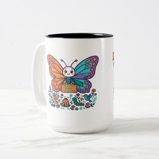 Taza Bicolor Protege Toda Pequeña Vida Mariposa Lindo Naturalez