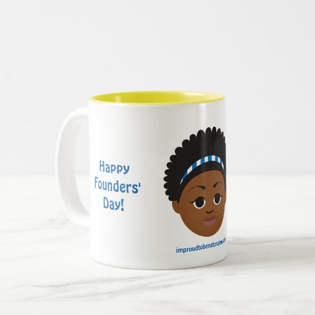 Taza Bicolor #Proud2BNaturalMe Regalos de hermandad #FoundersDa (Anverso izquierdo)