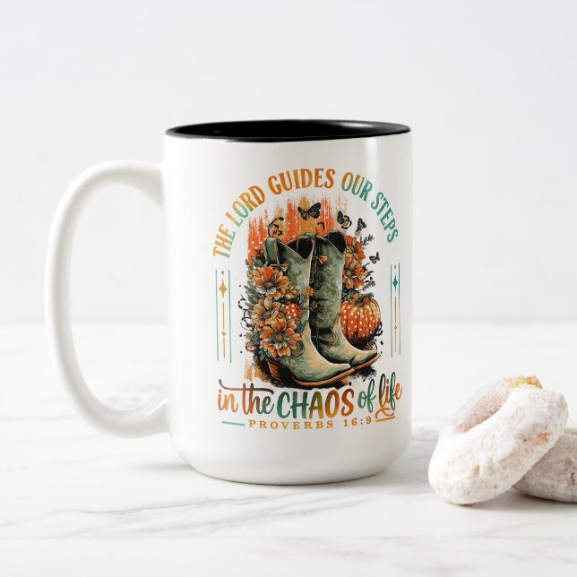 Taza Bicolor Proverbios 16:9 (Con donut)