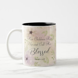 Taza Bicolor Proverbios 31:28 Biblia versus mujer cristiana flo