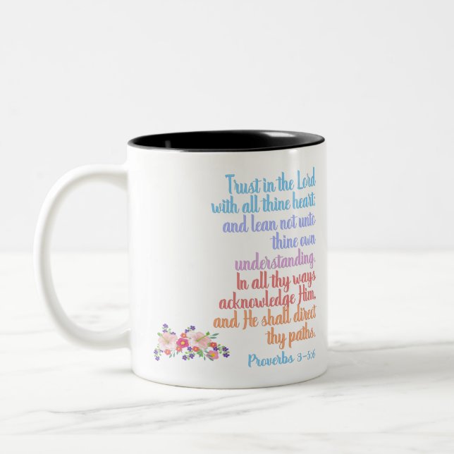 Taza Bicolor Proverbios Biblia Verse (Izquierda)