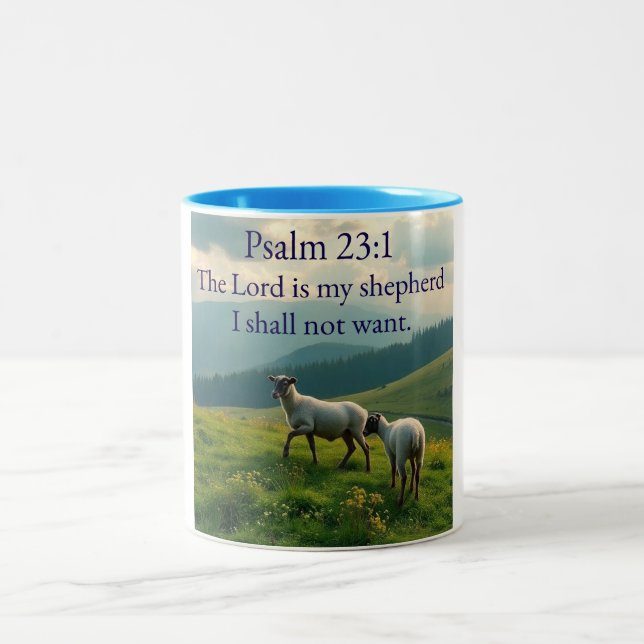 Taza Bicolor Psalm 23:1 Bible Verse Coffee Mug  (Centro)