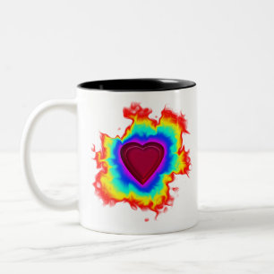 Taza Bicolor Psicodelia Aura de doble corazón