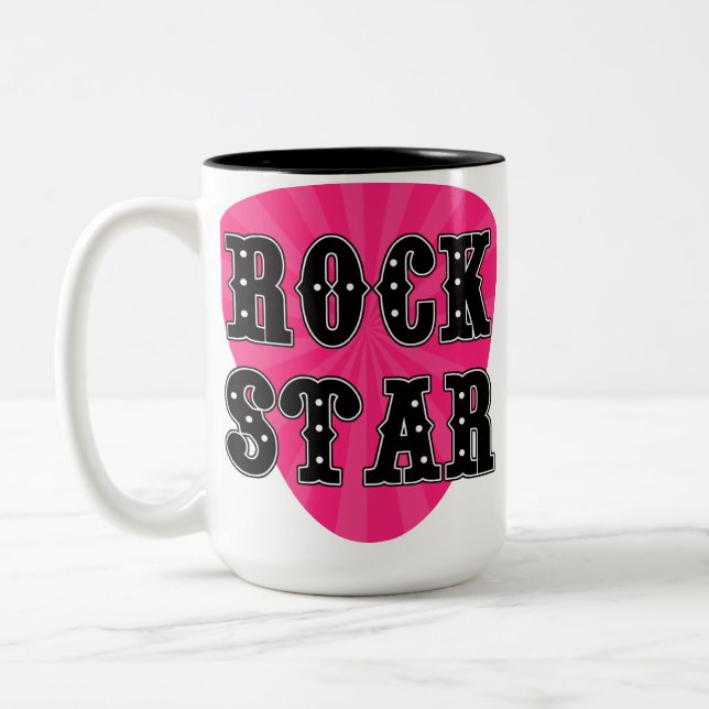 Taza Bicolor Púa de guitarra Estrella de Rock (Izquierda)