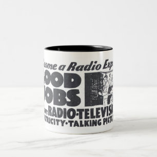 TAZA BICOLOR PUBLICIDAD DE RADIO-ELECTRICIDAD DE 1933