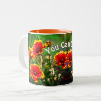 Taza Bicolor Puedes Hacerlo Flores De Daisy Palabras Inspirador