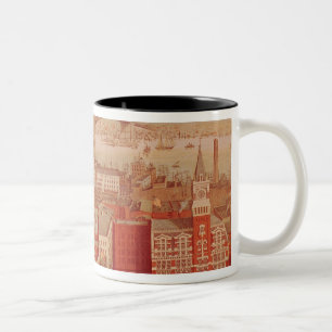 Taza Bicolor Puente de Brooklyn, c.1883