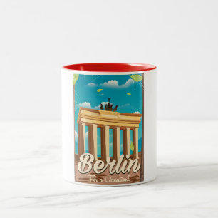 Taza Bicolor Puerta de Brandeburgo, Berlín cartel de viaje de d