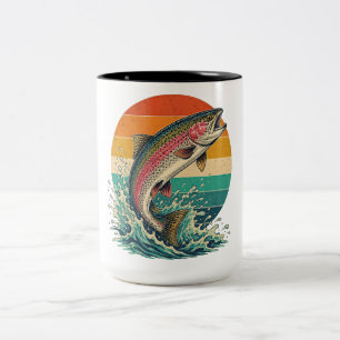 Taza Bicolor Puesta de sol de trucha arcoíris retro