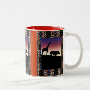 Taza Bicolor Puesta del sol, animales africanos