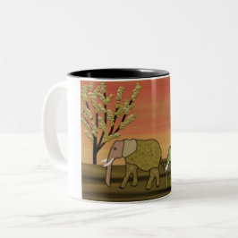 Taza Bicolor Puesta del sol del elefante