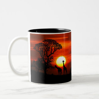 Taza Bicolor Puesta del sol en la sabana africana