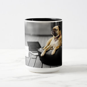 Taza Bicolor Pug en reposo
