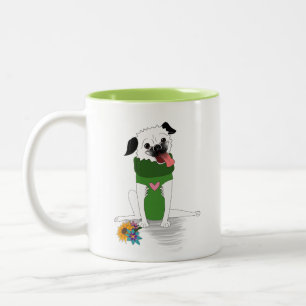 Taza Bicolor Pug Mug: Sacar un fabuloso café de dos tonos