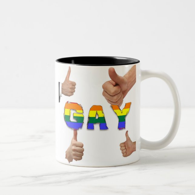 Taza Bicolor Pulgares gay para arriba (Derecha)