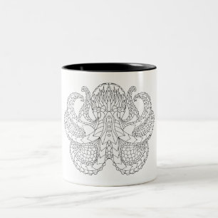 Taza Bicolor Pulpo modelado étnico