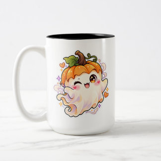 Taza Bicolor Pumpkhost Calabaza Lindo Fantasma Halloween 