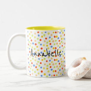 Taza Bicolor Punto de polka con guión moderno