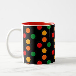 Taza Bicolor Puntos coloridos sobre negro medio siglo Retro mod