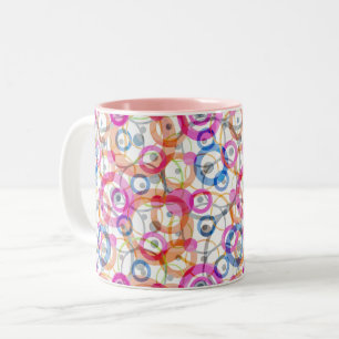 Taza Bicolor Puntos de polka multicolores, círculos sobre un bl