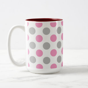 Taza Bicolor Puntos de polka rosa y gris