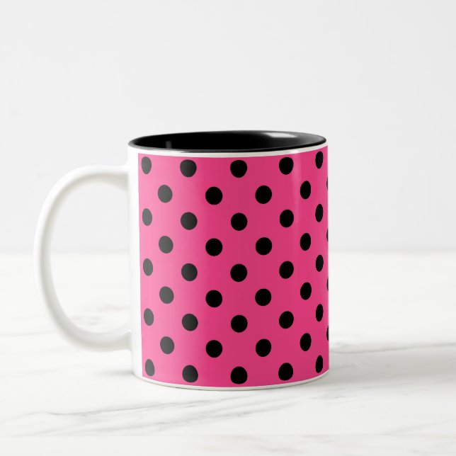 Taza Bicolor Puntos de polka rosados y negros (Izquierda)